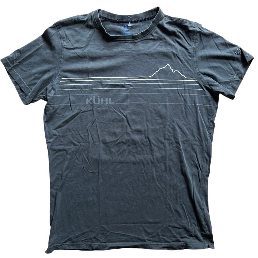 Kuhl Wildfibre 7397 Graphic T-Shirt Mens M Blue Mountain Stripe Organic Cotton